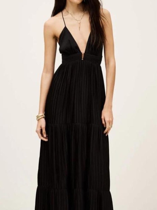 ba&sh Dresses & Skirts - ba&sh Black Plunging V-Neck Spaghetti Strap Maxi Dress